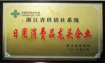 公司被省供銷社認定為“浙江省供銷社系統日用
